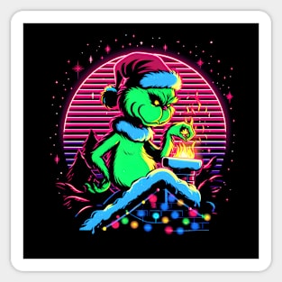 GRINCH SET ON FIRE CHRISTMAS RETRO 80'S VIBE Sticker